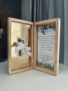 Pamiątka ślubna - pionowe pudełko na pieniądze